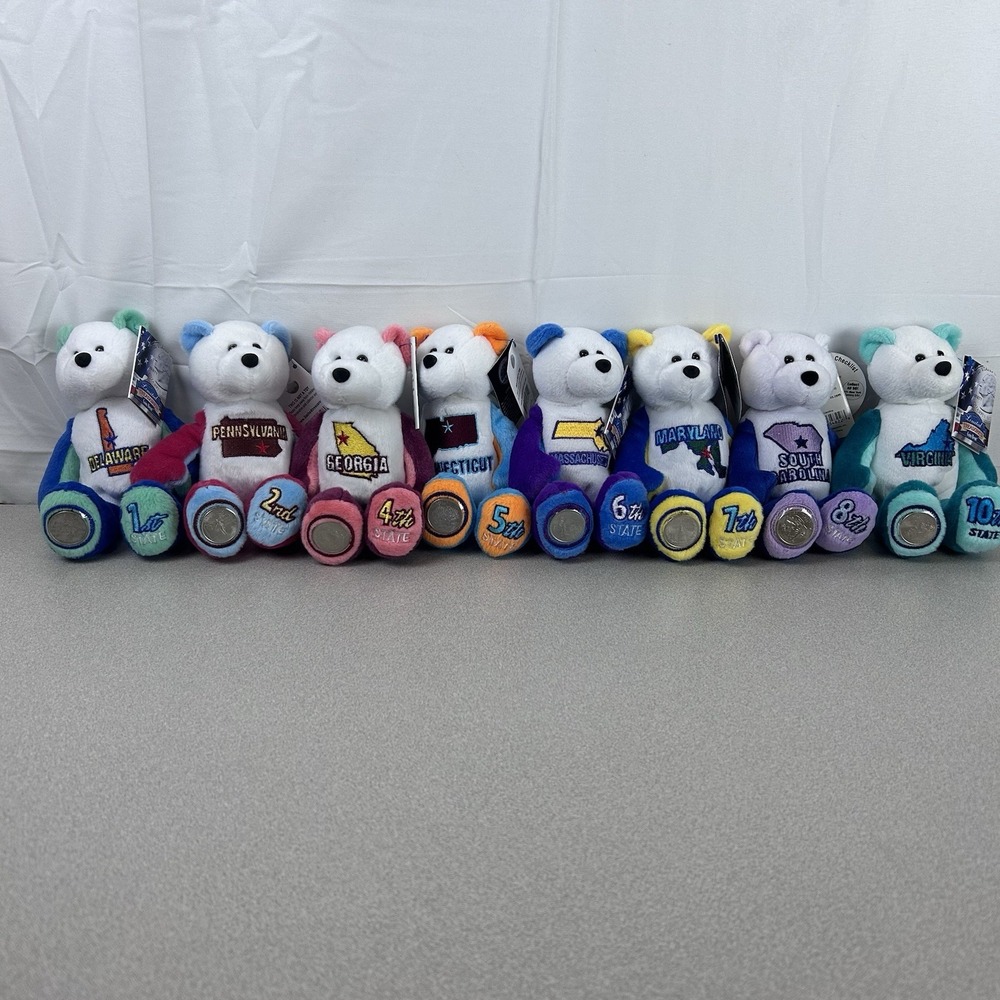 Vintage Limited Treasures‎ State Quarter Coin Bears 50 States 8 Bears Total